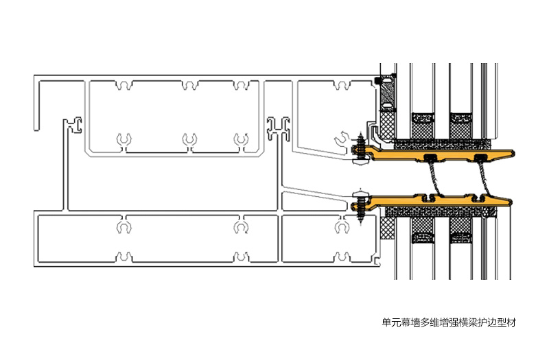 單元幕墻多維增強橫梁護邊型材
